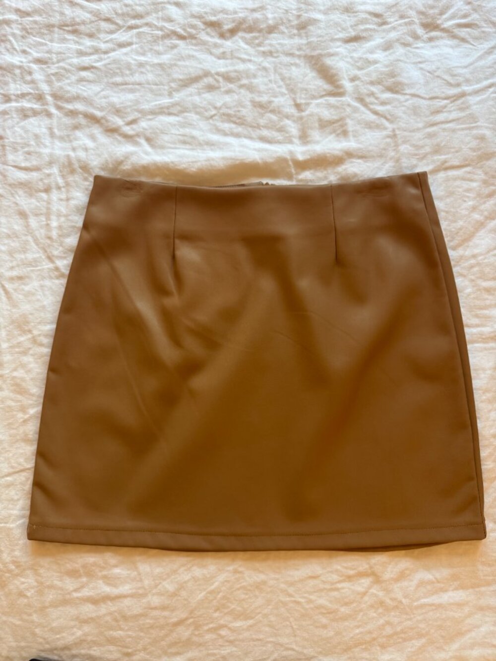 LBLC The Label Tan Faux Leather Mini Skirt — Size L